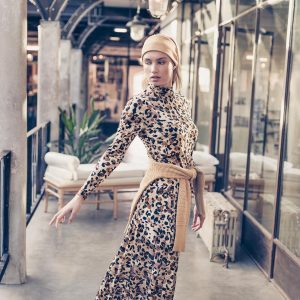 cotton dress with leopard pattern