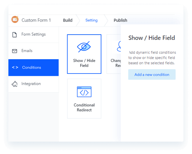 View all submitted forms in the dashboard.