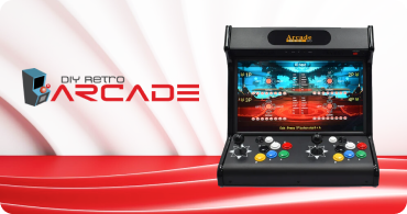 DIY Retro Arcade machine showcasing colorful buttons and a vibrant screen with arcade game graphics.