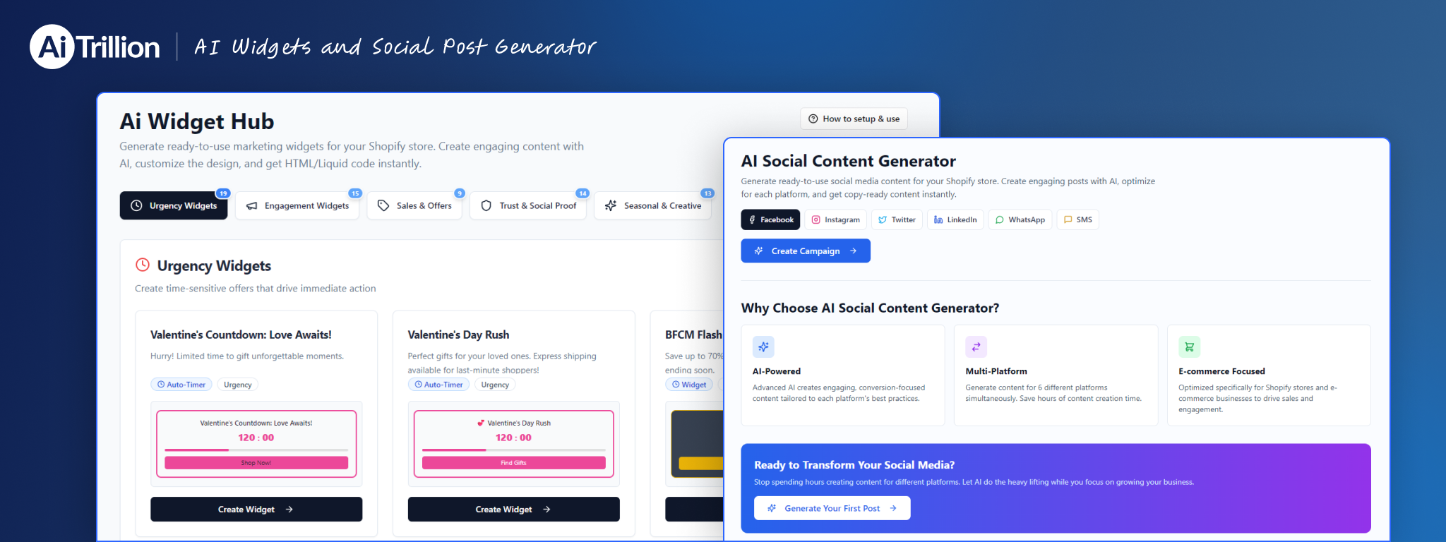 Introducing Ai-Hub to Build Store Widgets and Social Content Instantly with AI