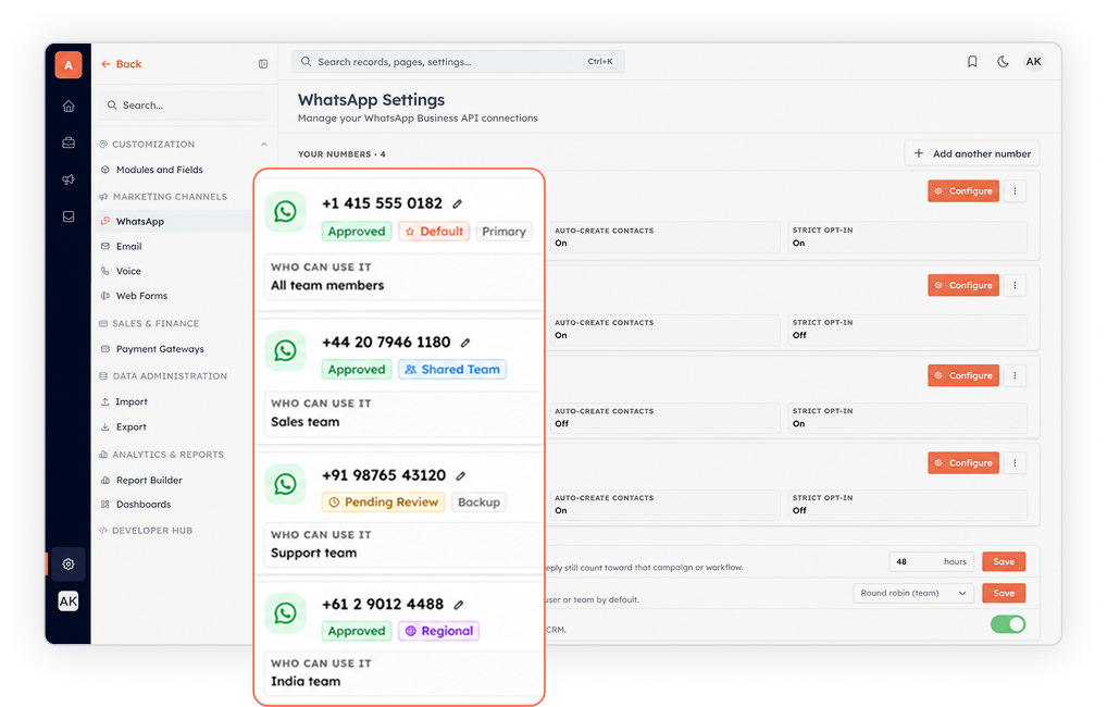 Manage Multiple WhatsApp Numbers